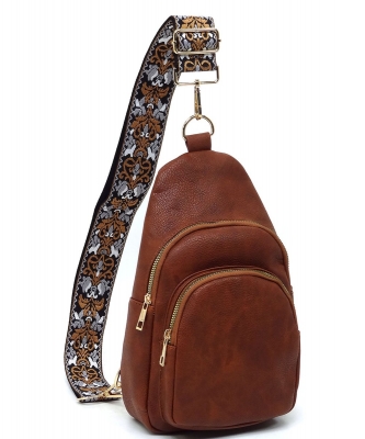 Fashion Guitar Strap Sling Bag Backpack AD768 BROWN